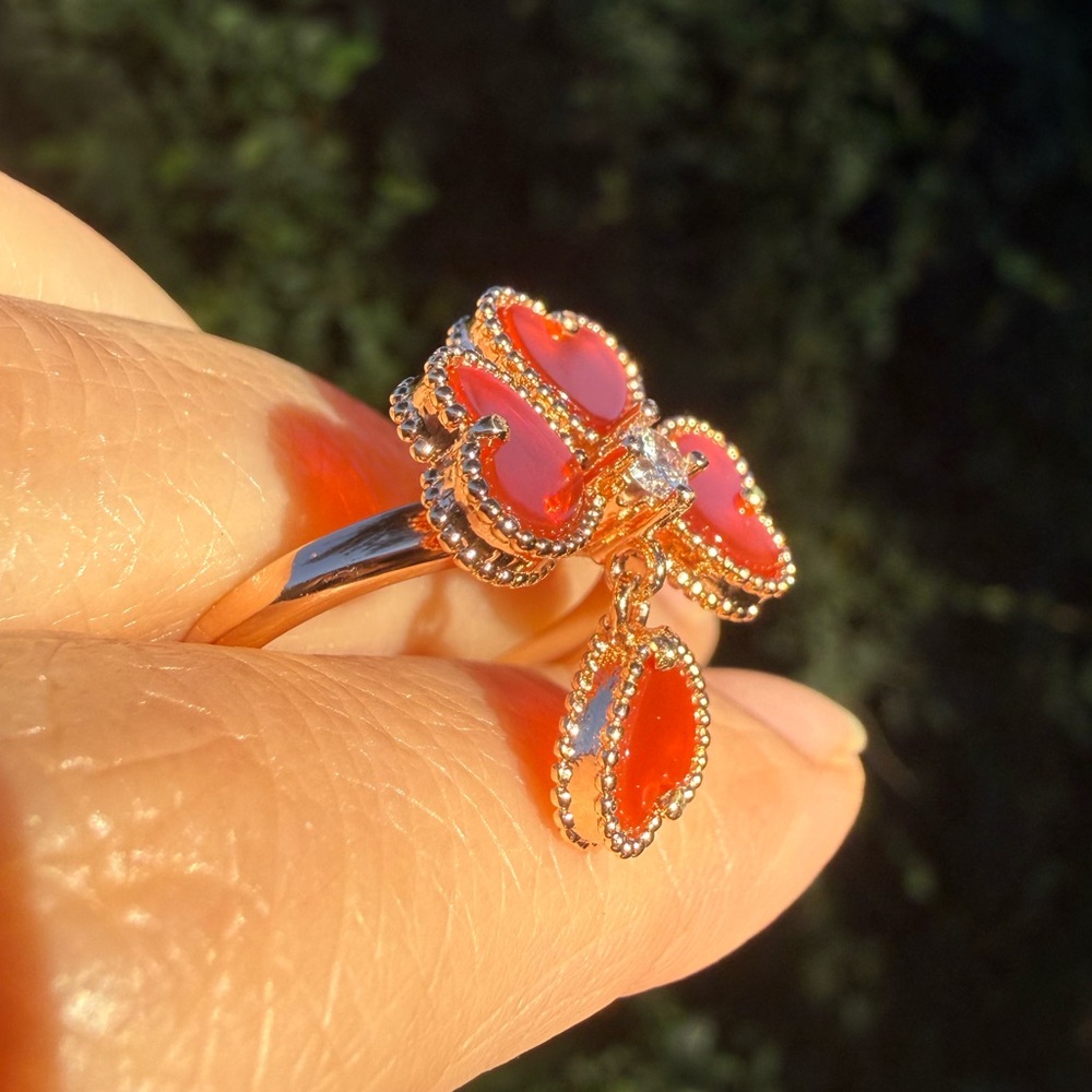 Red Stone Gold Plated Ring - Picture 3 of 9
